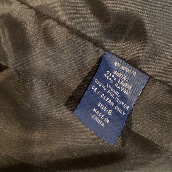 Herman Geist vintage black Linen/Rayon Open Front Blazer Womens Sz 6 - Picture 9 of 9